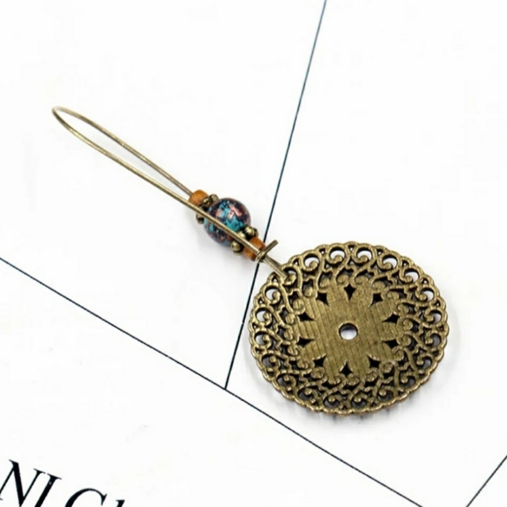 Medallion Pastel Spiral Multicolored Earrings - Picture 3 of 4